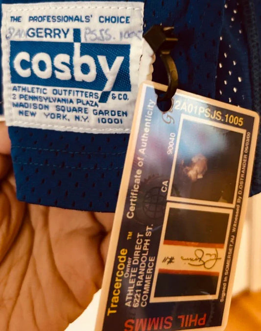 Phil Simms autographed NY Giants blue game model jersey JSA - AutographsForSale.com