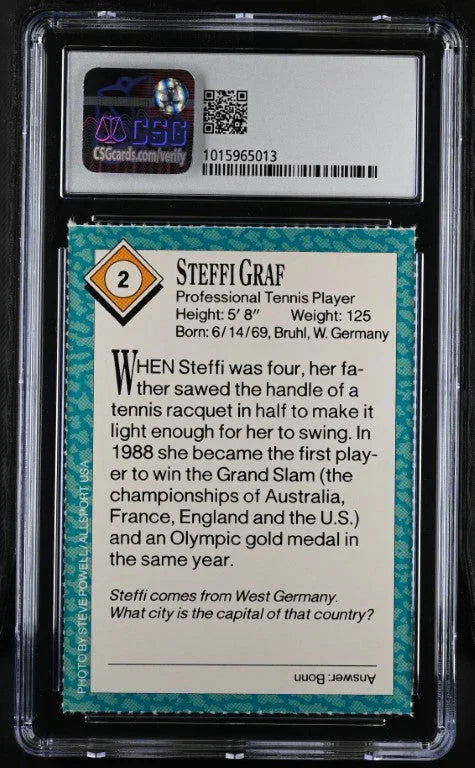 Steffi Graf 1989 SI for Kids tennis card CSG grade 9 MT - AutographsForSale.com