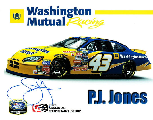 P.J. Jones autographed NASCAR 8x10 photo card - AutographsForSale.com