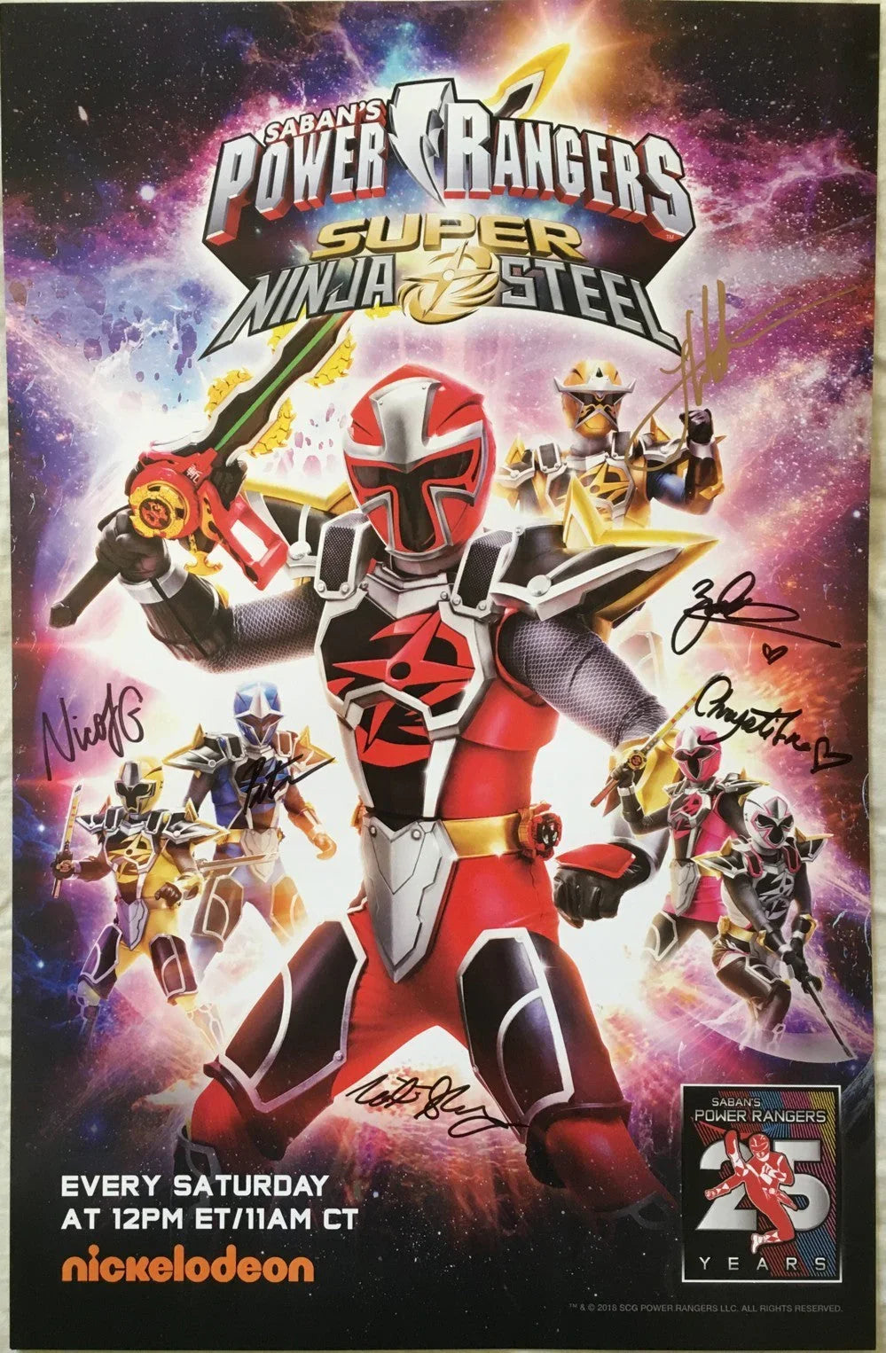 Power Rangers Super Ninja Steel cast autographed 2018 Comic-Con poster Peter Sudarso - AutographsForSale.com