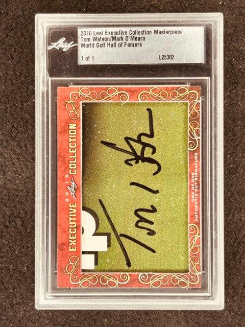 Tom Watson & Mark O'Meara 2018 Leaf Masterpiece Cut Signature certified signed card 1/1 JSA Masters - AutographsForSale.com
