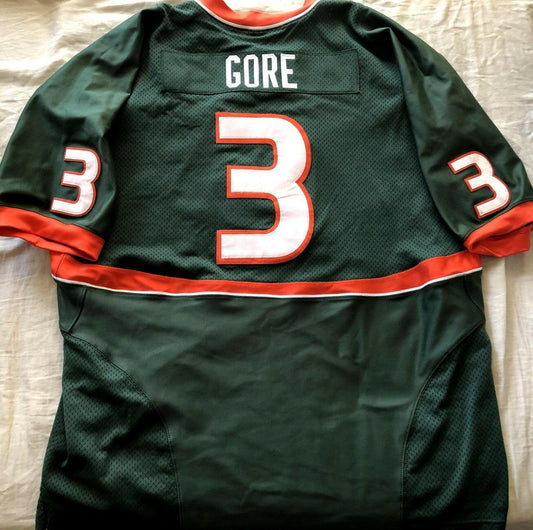 Frank Gore Miami Hurricanes 2004 Nike green game model jersey - AutographsForSale.com