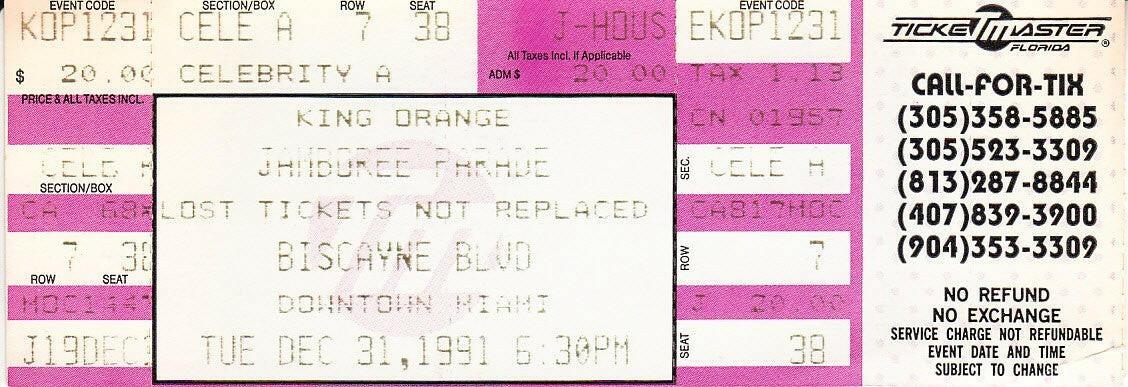 1991 King Orange Jamboree Parade ticket 1992 Orange Bowl - AutographsForSale.com