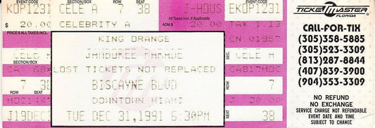 1991 King Orange Jamboree Parade ticket 1992 Orange Bowl - AutographsForSale.com