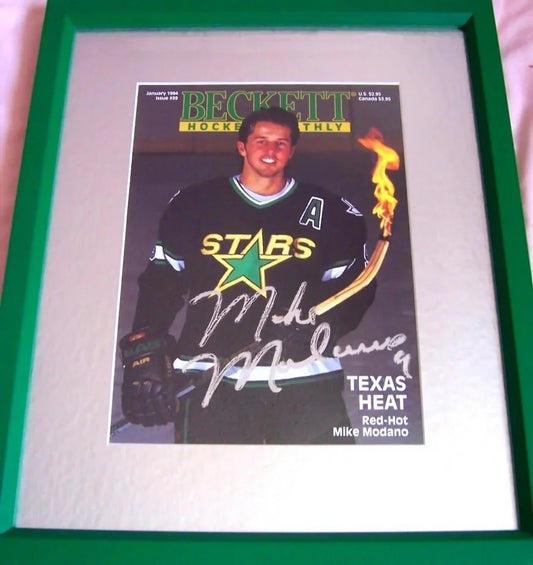 Mike Modano autographed Dallas Stars 1994 Beckett hockey cover framed JSA - AutographsForSale.com