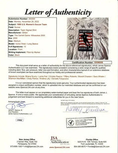 1999 US Women’s World Cup Soccer team signed T Shirt Brandi Chastain Kristine Lilly Briana Scurry JSA USWNT - AutographsForSale.com