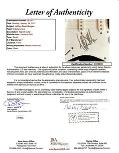 Jeffrey Dean Morgan signed Walking Dead Negan Fender Squier Bullet Electric Guitar JSA - AutographsForSale.com