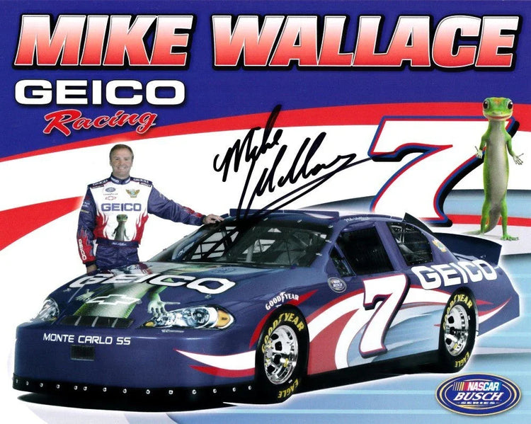 Mike Wallace autographed Geico Racing 8x10 NASCAR photo card - AutographsForSale.com