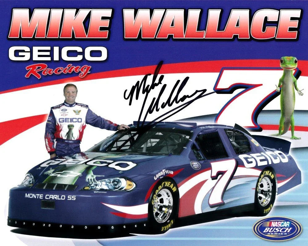 Mike Wallace autographed Geico Racing 8x10 NASCAR photo card - AutographsForSale.com