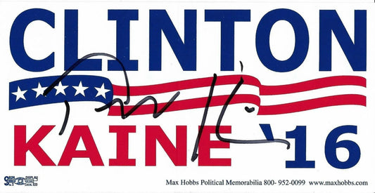 Tim Kaine autographed Clinton Kaine 2016 Bumper sticker - AutographsForSale.com