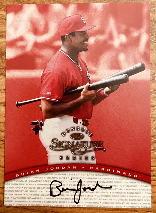Brian Jordan certified autograph St. Louis Cardinals 1997 Donruss Signature Series card - AutographsForSale.com