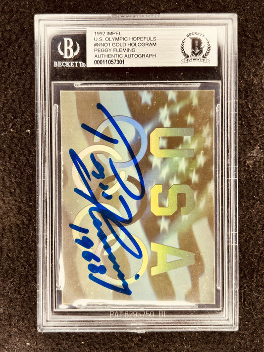 Peggy Fleming signed US Olympic gold hologram card dated 1968 BAS certified - AutographsForSale.com