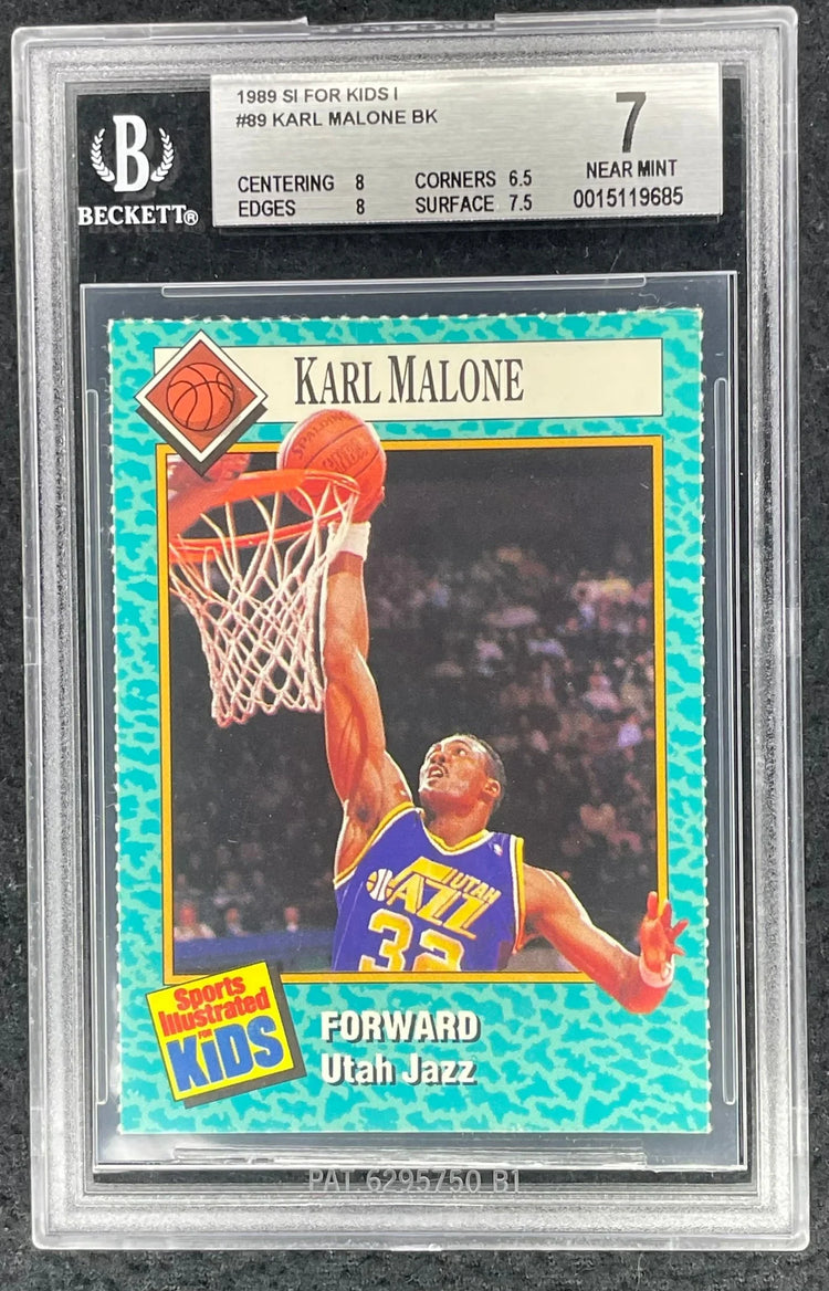 Karl Malone Utah Jazz 1989 SI for Kids card BGS grade 7 - AutographsForSale.com