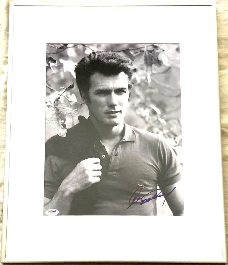 Clint Eastwood signed vintage B&W 11x14 photo framed PSA/DNA - AutographsForSale.com