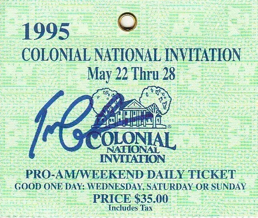 Tom Lehman autographed 1995 Colonial PGA Tour golf ticket - AutographsForSale.com