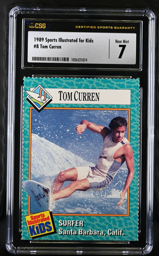 Tom Curren 1989 Sports Illustrated for Kids surfing Rookie Card CSG graded 7 NrMt - AutographsForSale.com