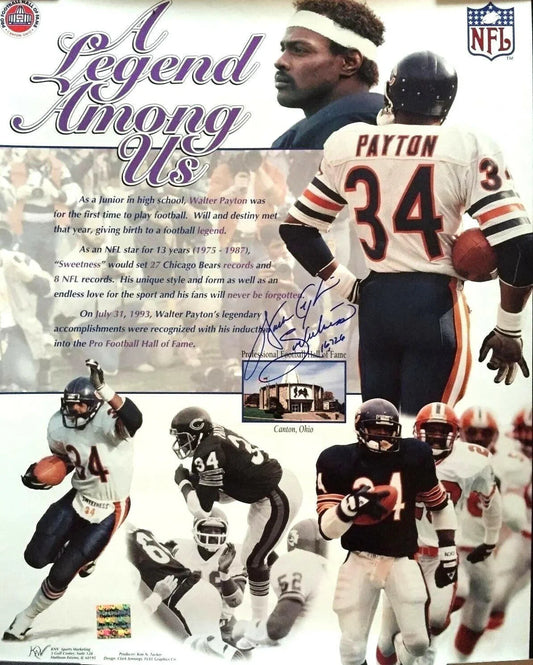 Walter Payton signed Chicago Bears 16x20 poster photo w/ Sweetness 16,726 - AutographsForSale.com
