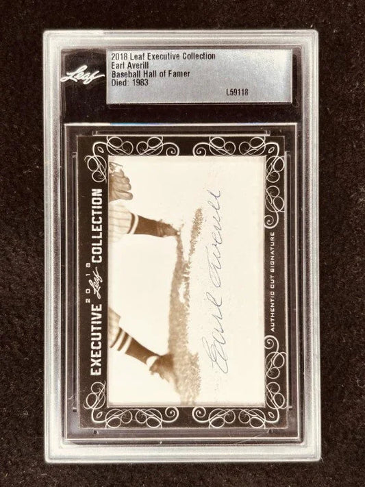 Earl Averill 2018 Leaf Cut Signature certified signed card JSA Indians - AutographsForSale.com