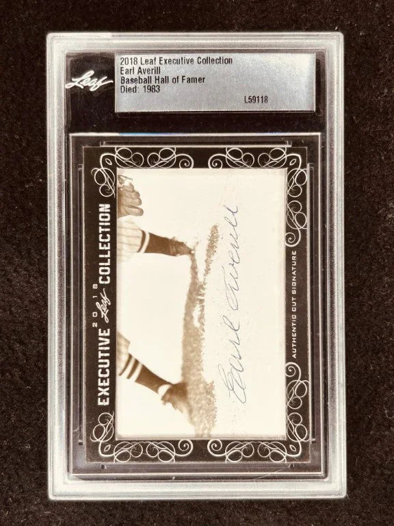 Earl Averill 2018 Leaf Cut Signature certified signed card JSA Indians - AutographsForSale.com