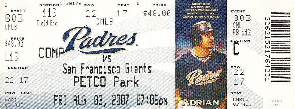 San Francisco Giants 6 vintage game tickets Barry Bonds - AutographsForSale.com