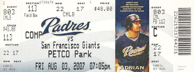 San Francisco Giants 6 vintage game tickets Barry Bonds - AutographsForSale.com