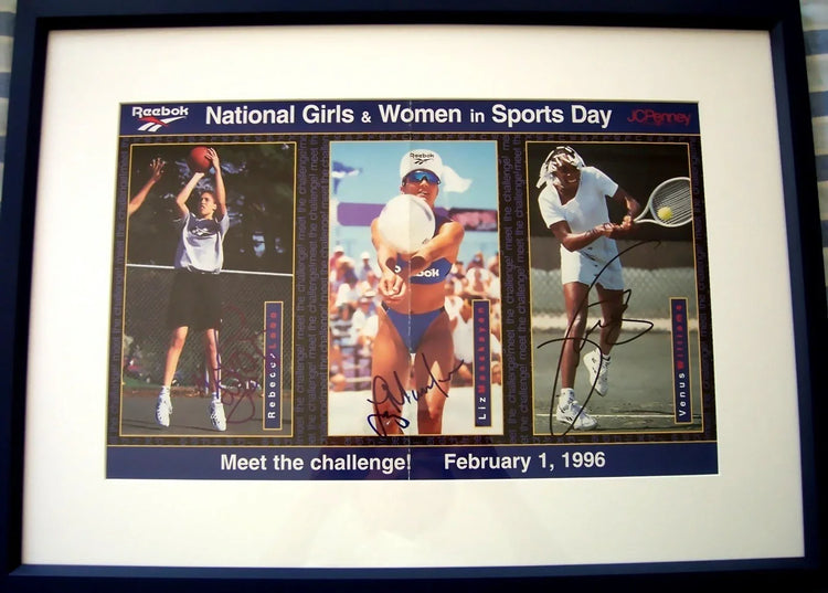 Venus Williams Rebecca Lobo Liz Masakayan signed 1996 poster framed JSA - AutographsForSale.com