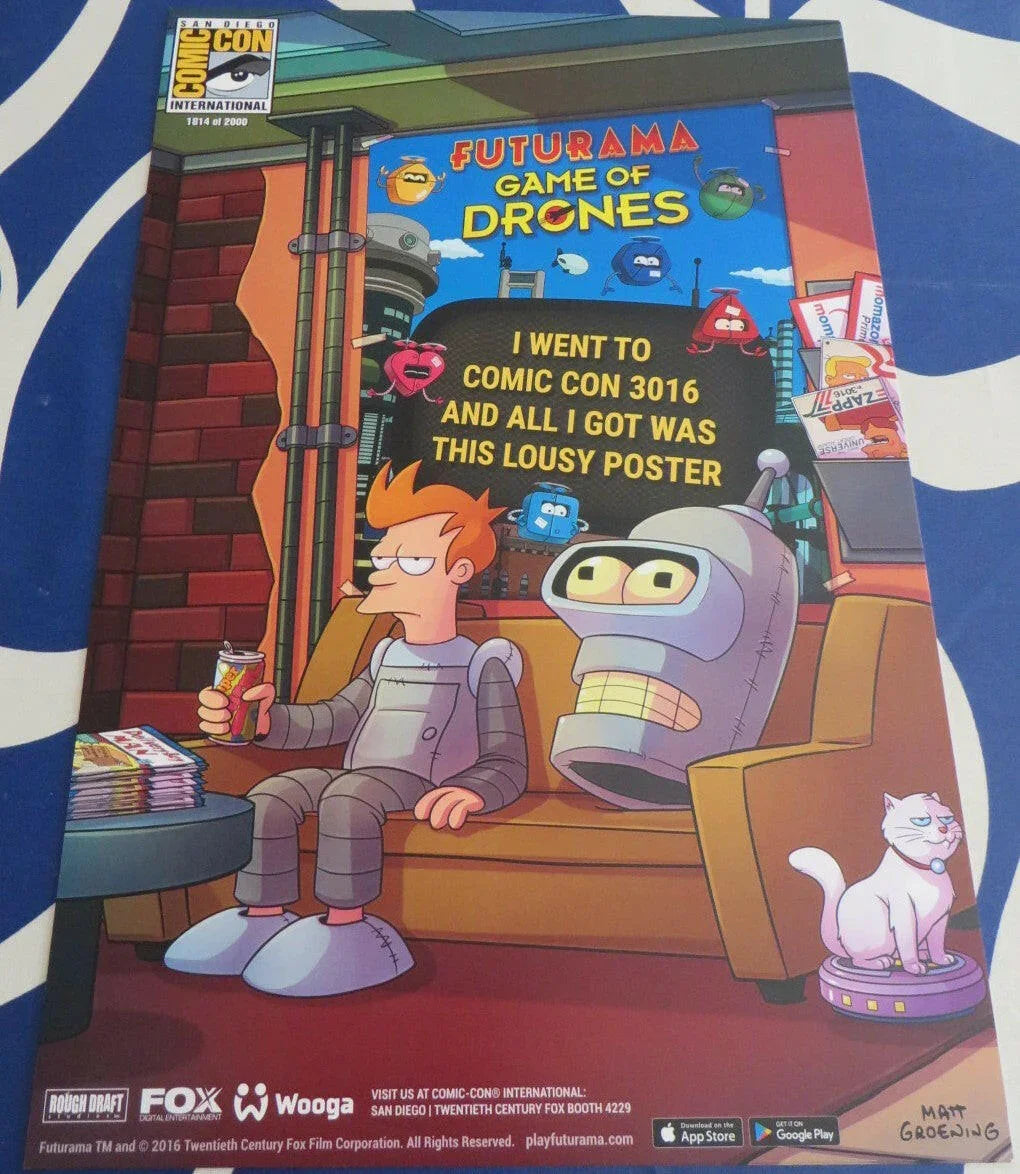 Futurama Game of Drones 2016 Comic-Con exclusive 11x17 poster #/2000 - AutographsForSale.com