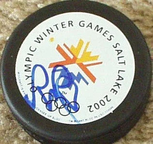 Rob Blake signed 2002 Winter Olympics puck Avalanche Kings - AutographsForSale.com