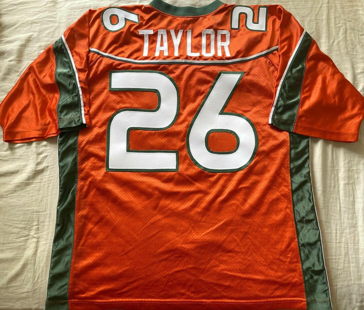 Sean Taylor Miami Hurricanes 2001 To 2003 Nike orange stitched XL jersey with Big East Patch New - AutographsForSale.com