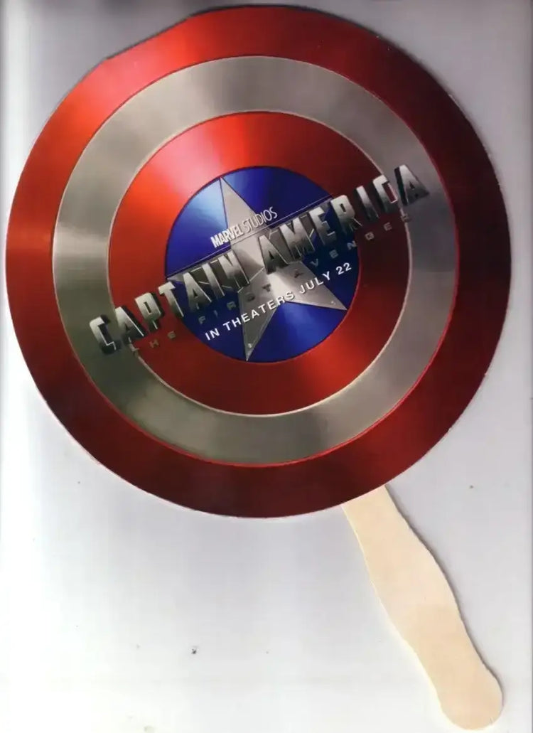 Captain America movie 2011 SDCC promo shield fan (creased) - AutographsForSale.com