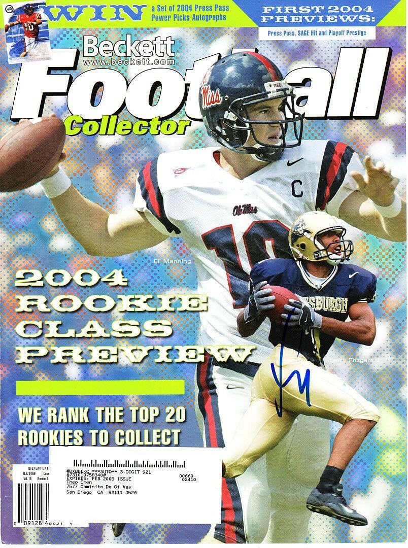 Larry Fitzgerald signed Pittsburgh Panthers 2004 Beckett Football cover - AutographsForSale.com