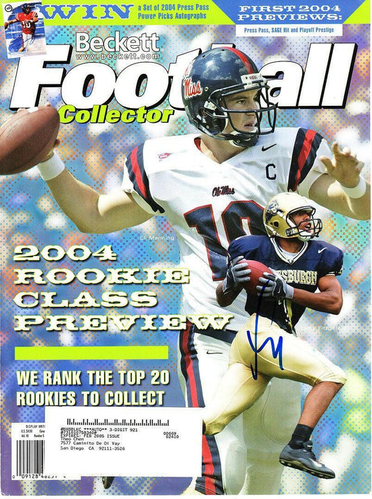 Larry Fitzgerald autographed Pittsburgh Panthers 2004 Beckett Football magazine cover - AutographsForSale.com