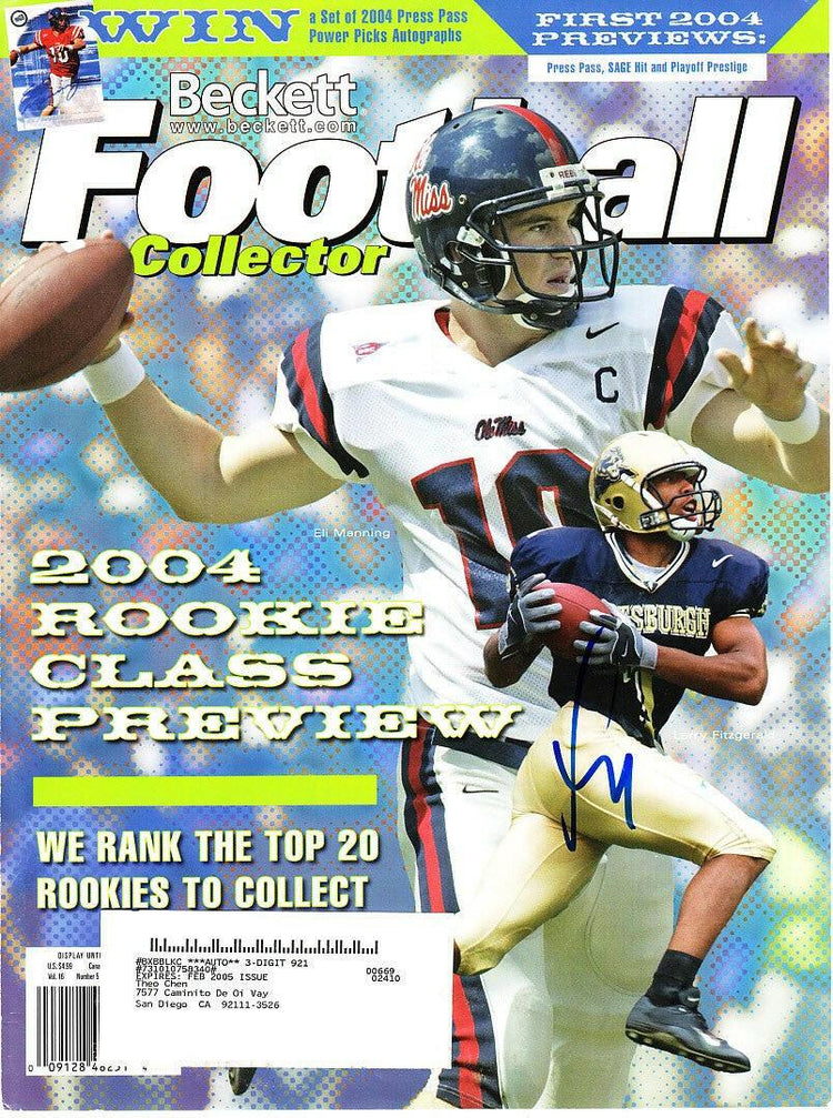 Larry Fitzgerald signed Pittsburgh Panthers 2004 Beckett Football cover - AutographsForSale.com
