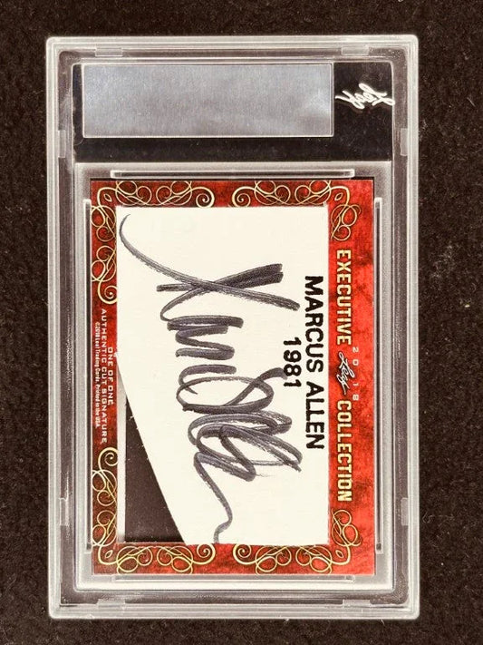 O.J. Simpson & Marcus Allen 2018 Leaf Masterpiece Cut Signature certified signed card 1/1 JSA Heisman USC - AutographsForSale.com