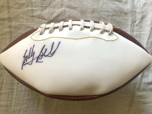 Bobby Bell signed white panel football KC Chiefs - AutographsForSale.com