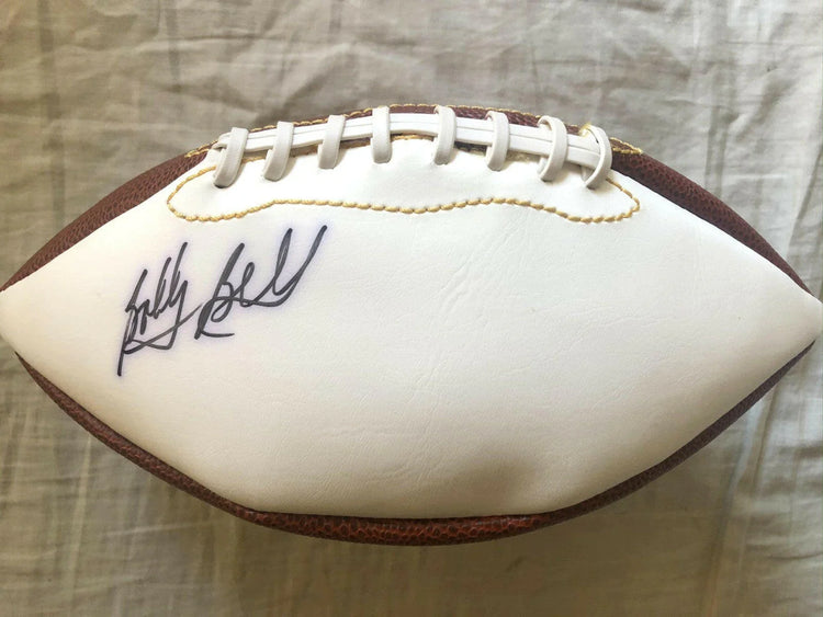 Bobby Bell signed white panel football KC Chiefs - AutographsForSale.com