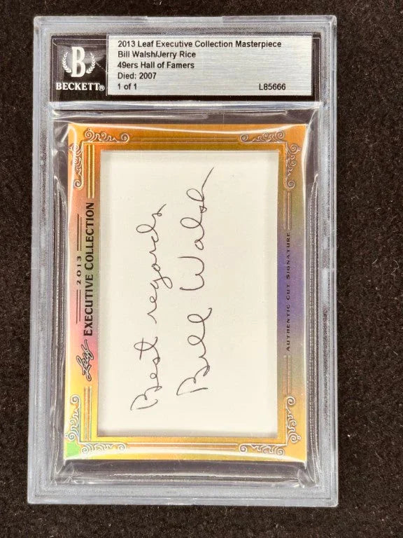 Bill Walsh & Jerry Rice 2013 Leaf Masterpiece Cut Signature certified signed card 1/1 49ers JSA - AutographsForSale.com