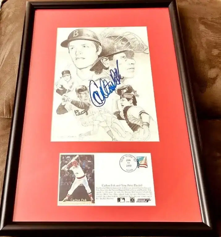 Carlton Fisk signed Red Sox & White Sox art print framed HOF cachet JSA - AutographsForSale.com