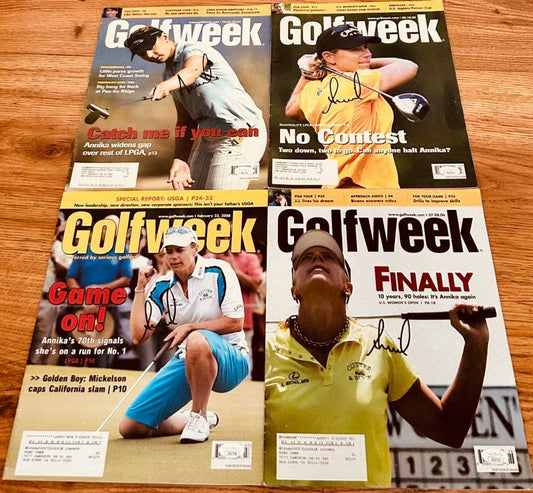 4 Annika Sorenstam autographed LPGA Golfweek magazines JSA - AutographsForSale.com