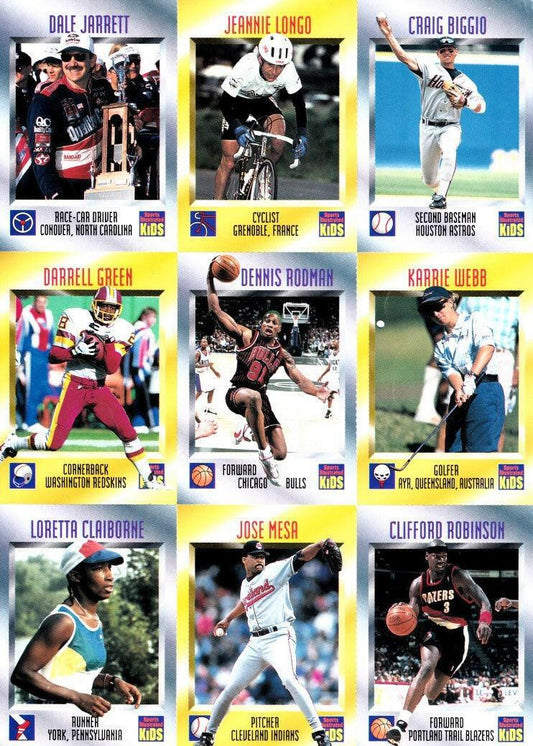 Karrie Webb RC Darrell Green Craig Biggio Dale Jarrett Dennis Rodman 1996 Sports Illustrated for Kids 9 card sheet - AutographsForSale.com