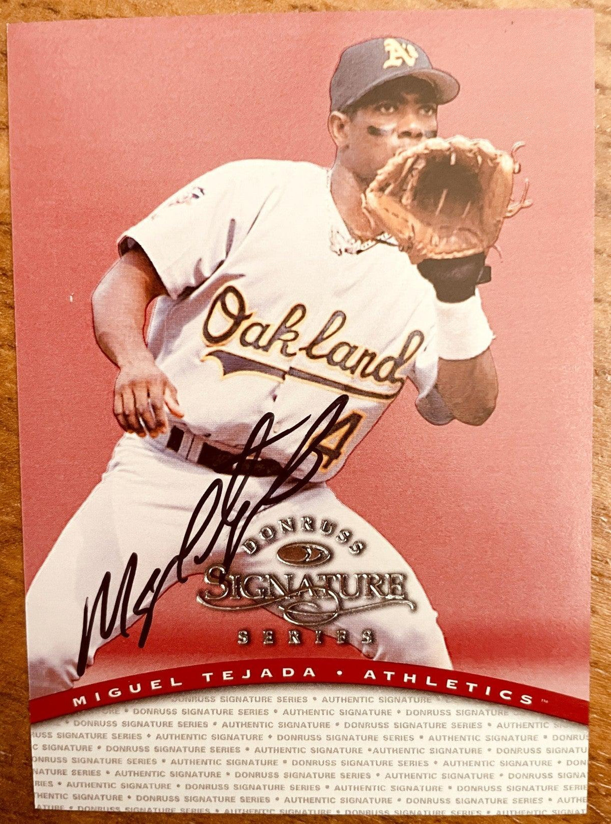 Miguel Tejada certified autograph Oakland A’s 1997 Donruss Signature Series card - AutographsForSale.com