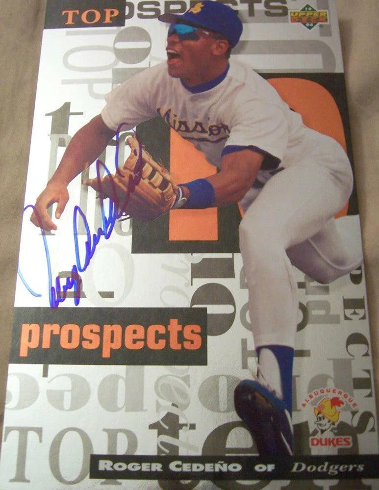 Roger Cedeno signed LA Dodgers 1994 Upper Deck Minors 5x8 jumbo card - AutographsForSale.com