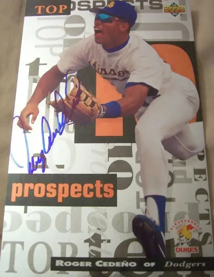 Roger Cedeno signed LA Dodgers 1994 Upper Deck Minors 5x8 jumbo card - AutographsForSale.com