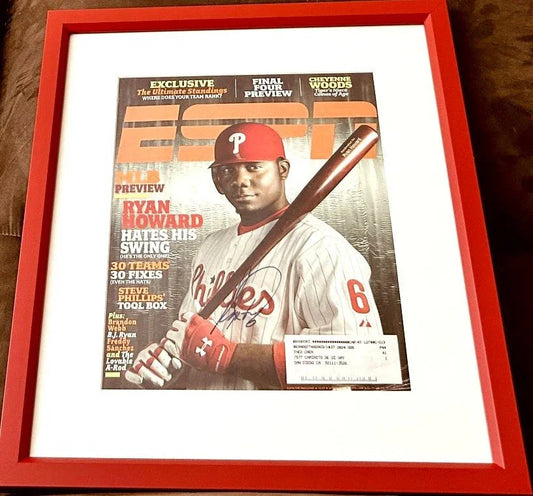 Ryan Howard signed Philadelphia Phillies 2007 ESPN cover framed JSA - AutographsForSale.com