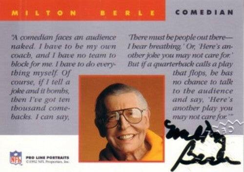 Milton Berle certified autograph 1992 NFL Pro Line Portraits card - AutographsForSale.com