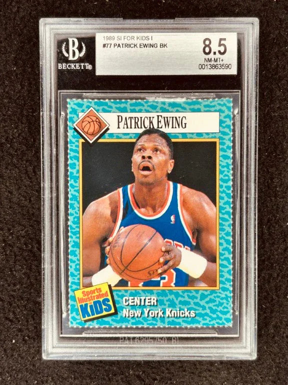 Patrick Ewing NY Knicks 1989 SI for Kids card BGS grade 8.5 - AutographsForSale.com