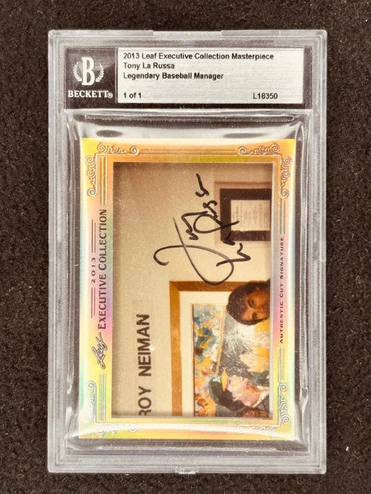 Tony LaRussa 2013 Leaf Masterpiece Cut Signature certified signed card 1/1 JSA Oakland A’s St Louis Cardinals - AutographsForSale.com
