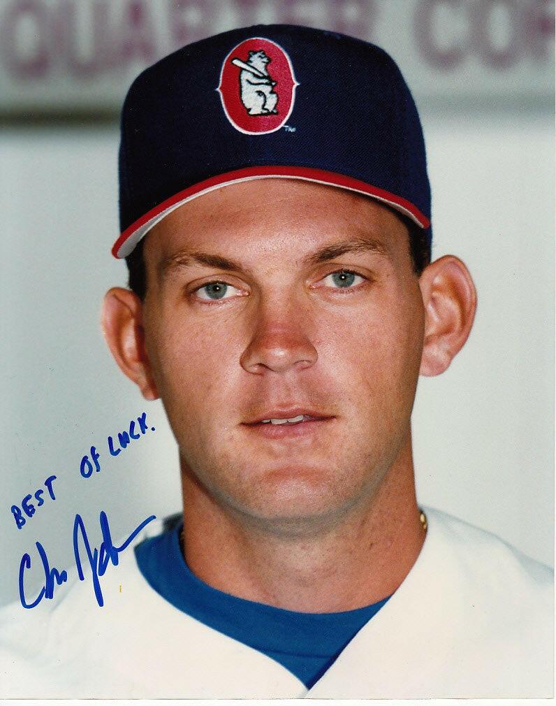 Chris Johnson signed Orlando Cubs 8x10 photo with Best of Luck - AutographsForSale.com