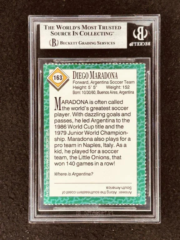 Diego Maradona 1990 Sports Illustrated for Kids soccer card BGS 9 MINT Argentina - AutographsForSale.com