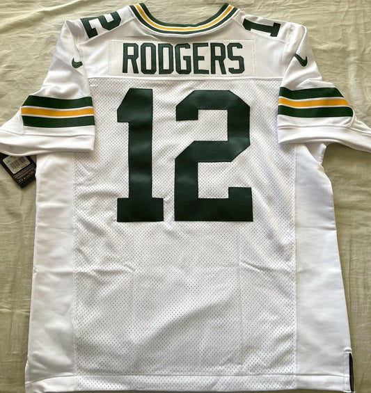 Aaron Rodgers Green Bay Packers 2018 Nike Elite game model white jersey NEW - AutographsForSale.com